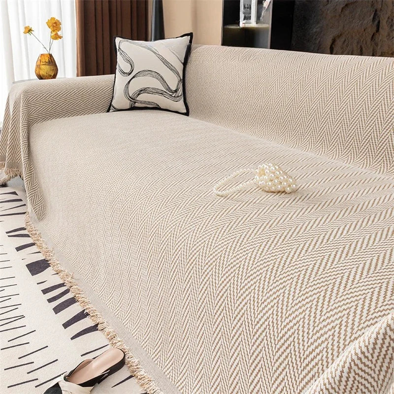 Decor Cedar Bergen Chenille Sofa Throw Cover lifestyle product image for chenille sofa throw cover in United States - A1 Light gray color / 180x230cm 2XL