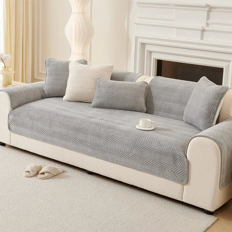 Decor Cedar Umbria Velvet Geometric Sofa Cover detail product image for stretch sofa cover in United States - A4 Dark gray / A 70x70cm 1pc