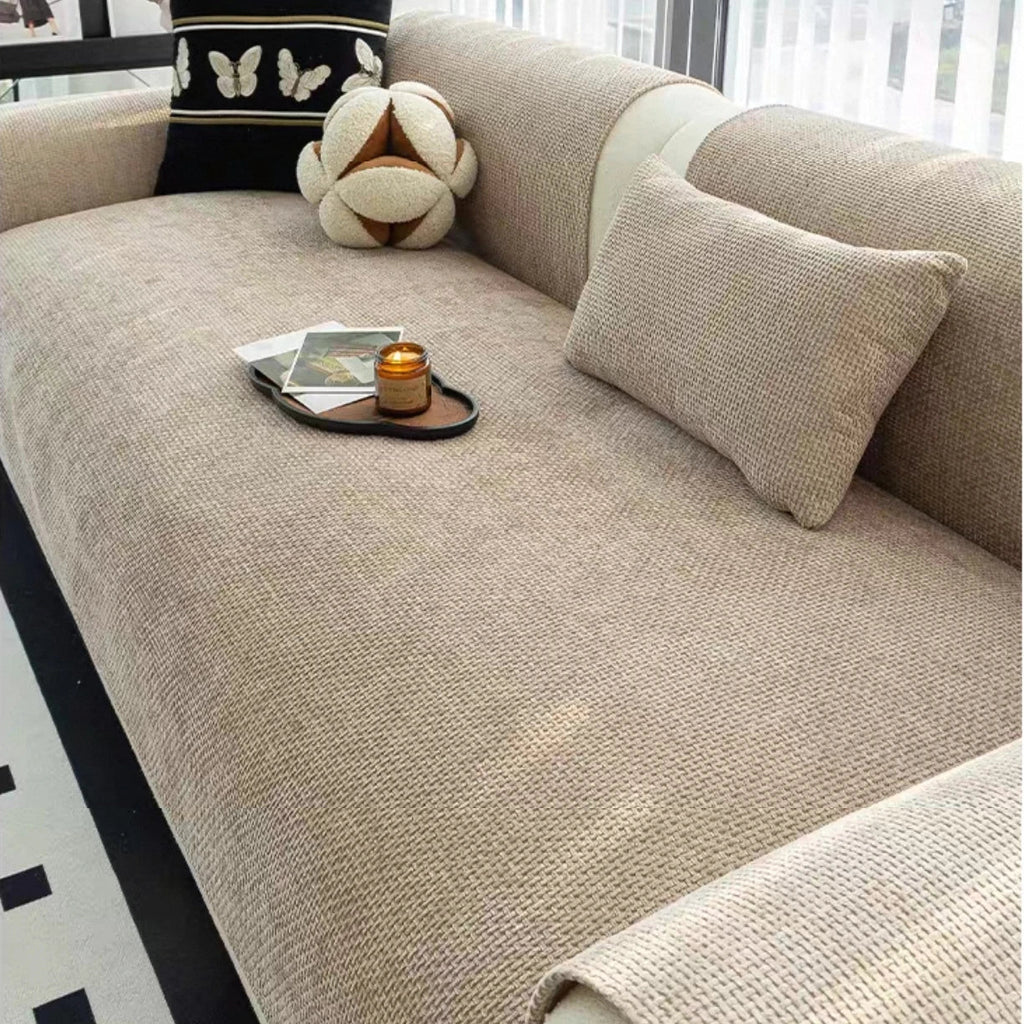 Decor Cedar Oslo Minimal Jacquard Sofa Cover lifestyle product image for jacquard sofa cover in United States - Gray / 90*240cm
