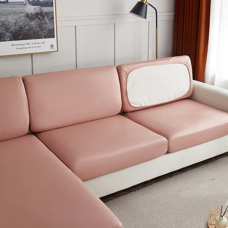 Decor Cedar Nero Water Resistant Leather Cushion Cover lifestyle product image for water resistant sofa cushion cover in United States - 10 color, X size