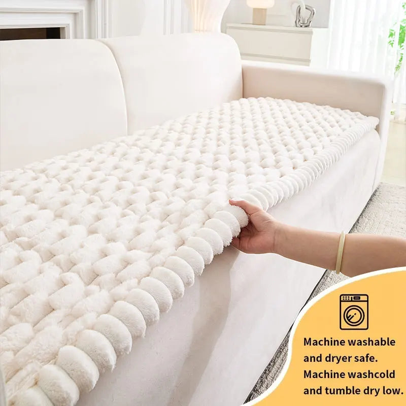 Decor Cedar Luna Fluffy Sofa Seat Cushion lifestyle product image for sofa cushion cover in United States - White / 70*150cm