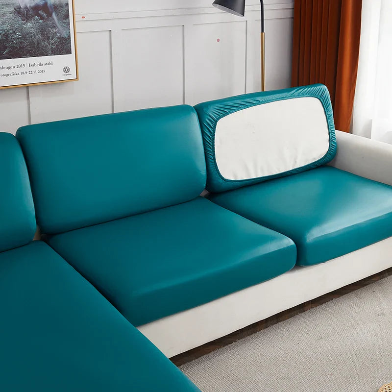 Decor Cedar Nero Water Resistant Leather Cushion Cover lifestyle product image for water resistant sofa cushion cover in United States - 10 color