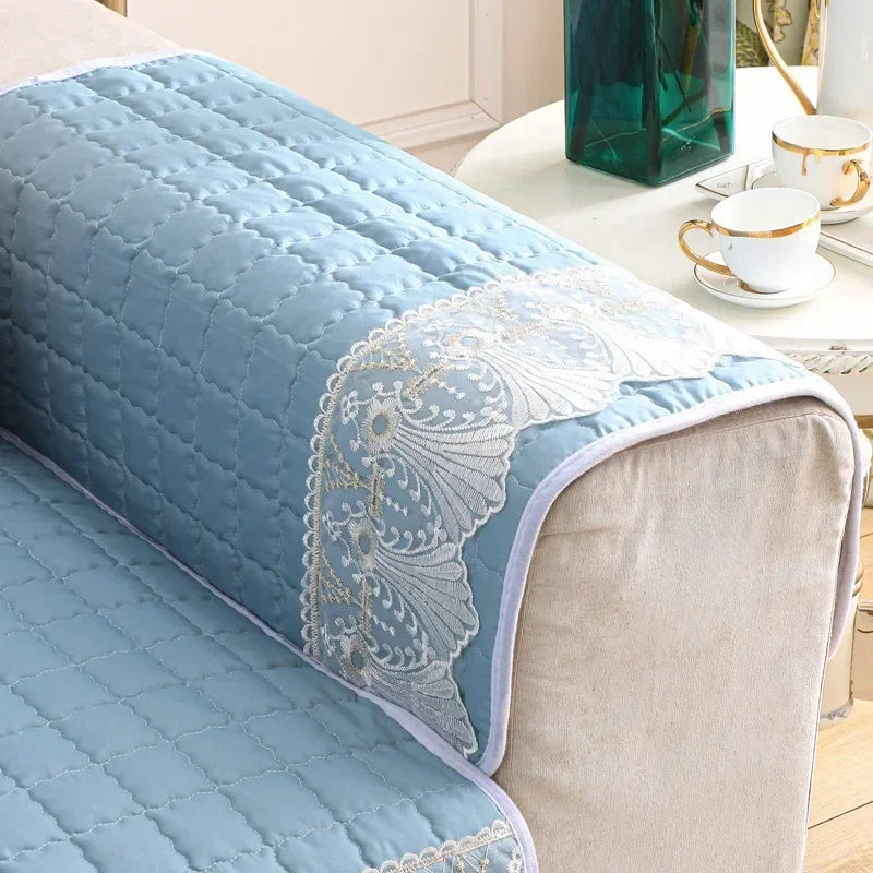 Decor Cedar Willow Brushed Sofa Seat Cover lifestyle product image for sofa cushion cover in United States - dark greeb / 70x180cm 1pc