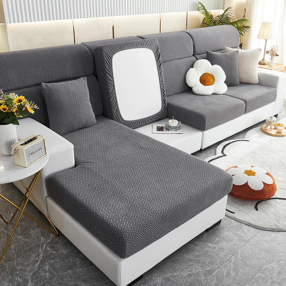Decor Cedar Milan Twill Stretch Sofa Slipcover lifestyle product image for jacquard sofa slipcover in United States - 10 color, 1 size