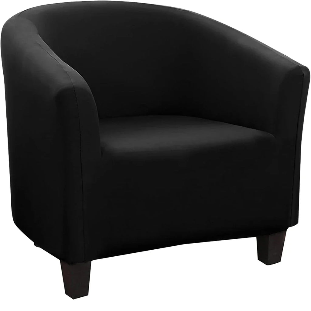 Decor Cedar Monaco Stretch Club Chair Slipcover lifestyle product image for stretch chair cover in United States - Black
