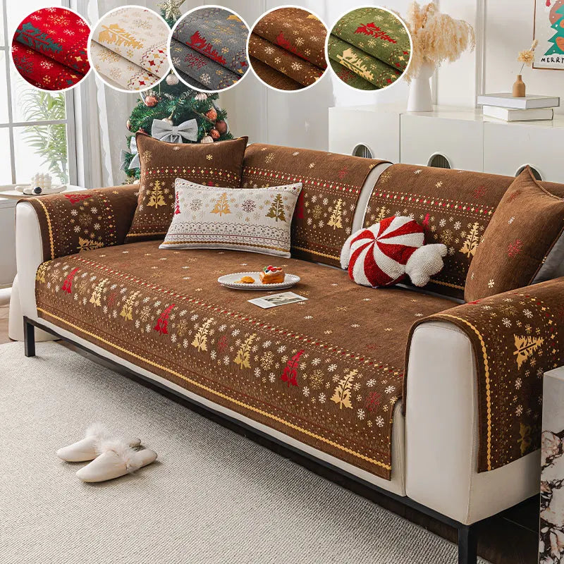 Decor Cedar Noel Festive Chenille Cushion Cover chenille sofa seat cover in United States - color and texture view 2