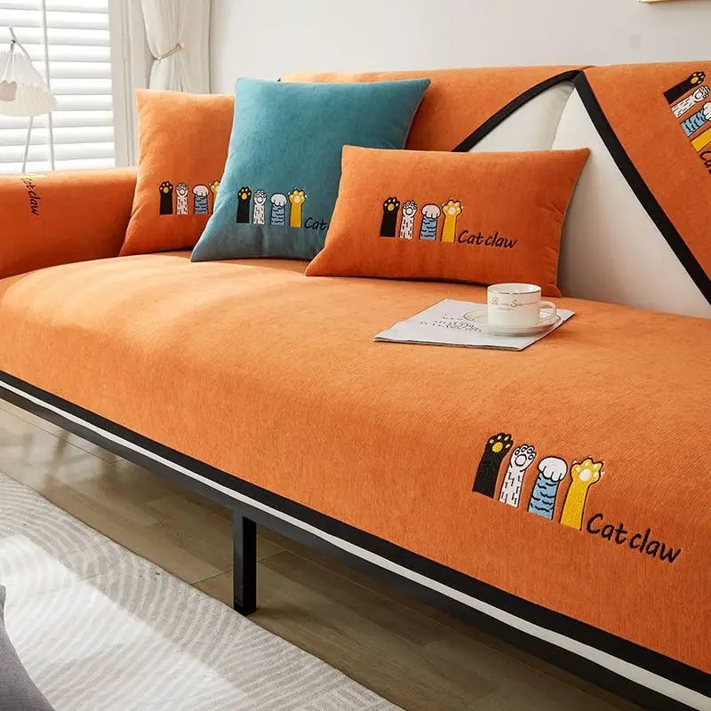 Decor Cedar Como Water Resistant Chenille Cushion Cover lifestyle product image for water resistant sofa cushion cover in United States - B / 70x70cm