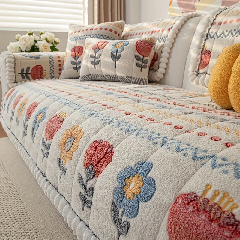 Decor Cedar Bellini Plush Velvet Sofa Pad stretch sofa cover in United States - color and texture view 3