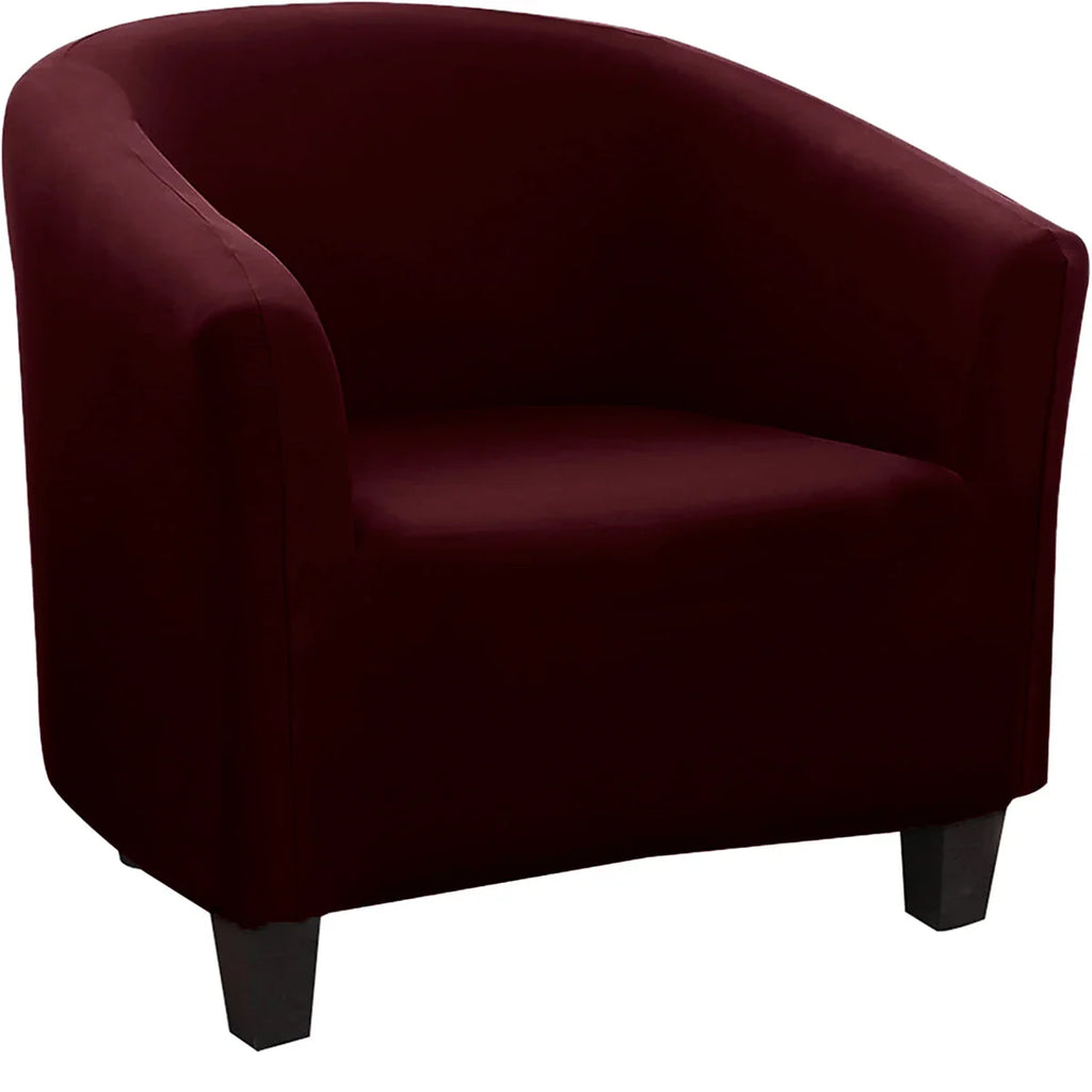 Decor Cedar Monaco Stretch Club Chair Slipcover lifestyle product image for stretch chair cover in United States - Burgundy
