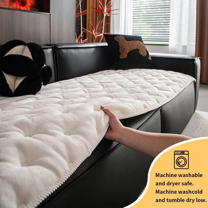 Decor Cedar Solene Flannel Sofa Cushion Pad lifestyle product image for soft plush sofa cushion cover in United States - Gray / 70X180cm