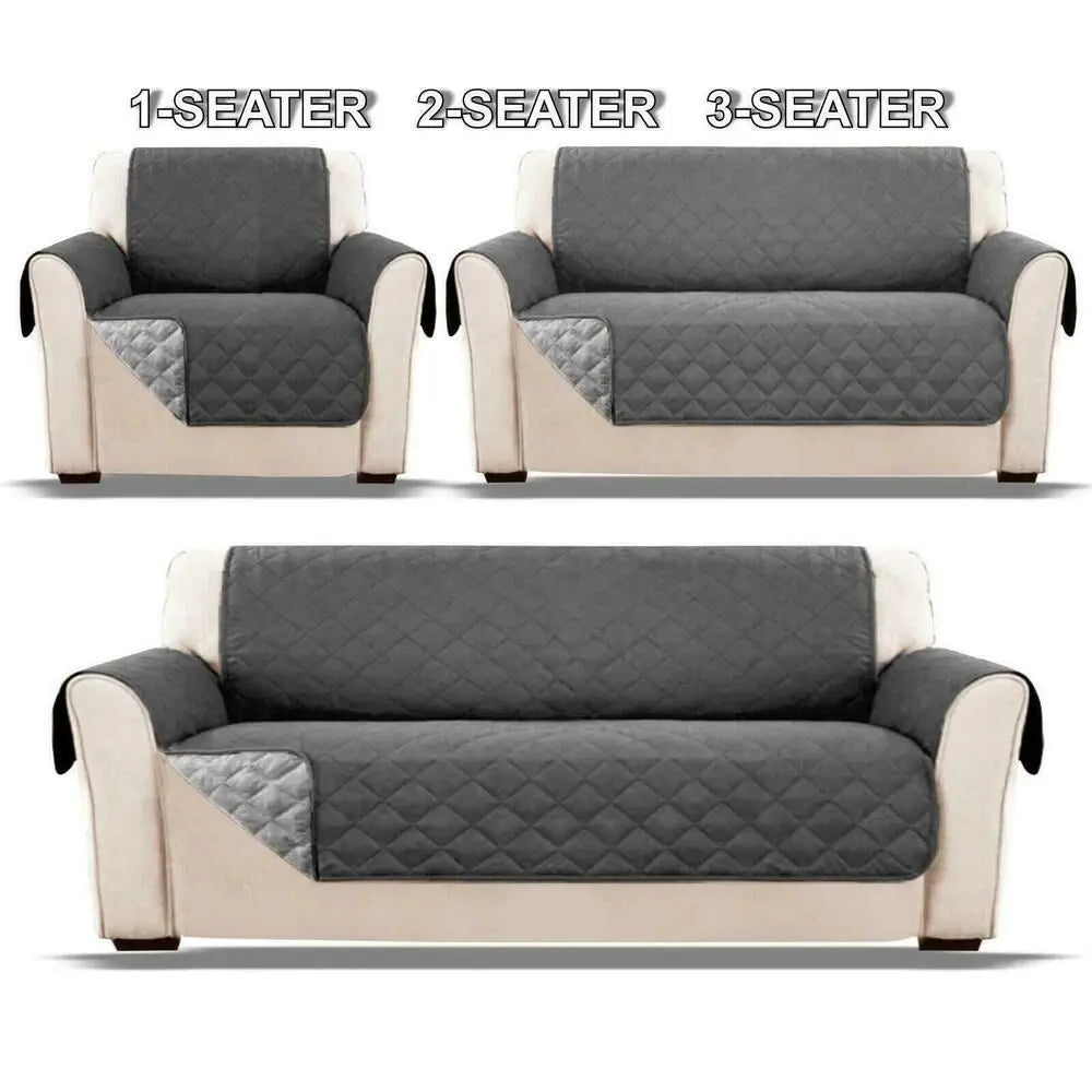 Decor Cedar Quinn Water Resistant Quilted Sofa Cover lifestyle product image for water resistant sofa cover in United States - gray / 1seat