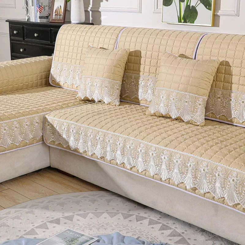 Decor Cedar Willow Brushed Sofa Seat Cover lifestyle product image for sofa cushion cover in United States - beige / 90x210cm 1pc