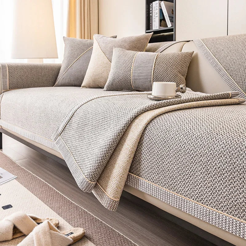 Decor Cedar Haven Linen Look Sofa Cushion Cover lifestyle product image for water resistant sofa cushion cover in United States - G / 90x180cm