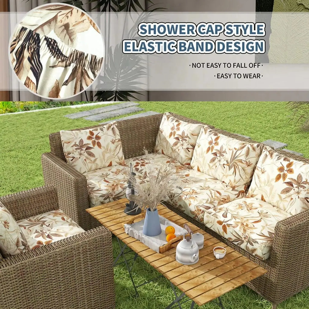 Decor Cedar Hibiscus Tropical Sofa Cushion Covers lifestyle product image for weather resistant sofa cushion cover in United States - COLOR1 / L-SHAPED