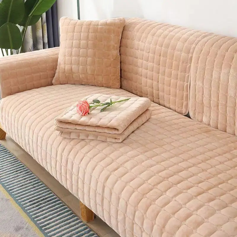 Decor Cedar Raine Plush Flannel Cushion Cover lifestyle product image for soft plush sofa cushion cover in United States - Gray Green / 90x160cm 1pcs