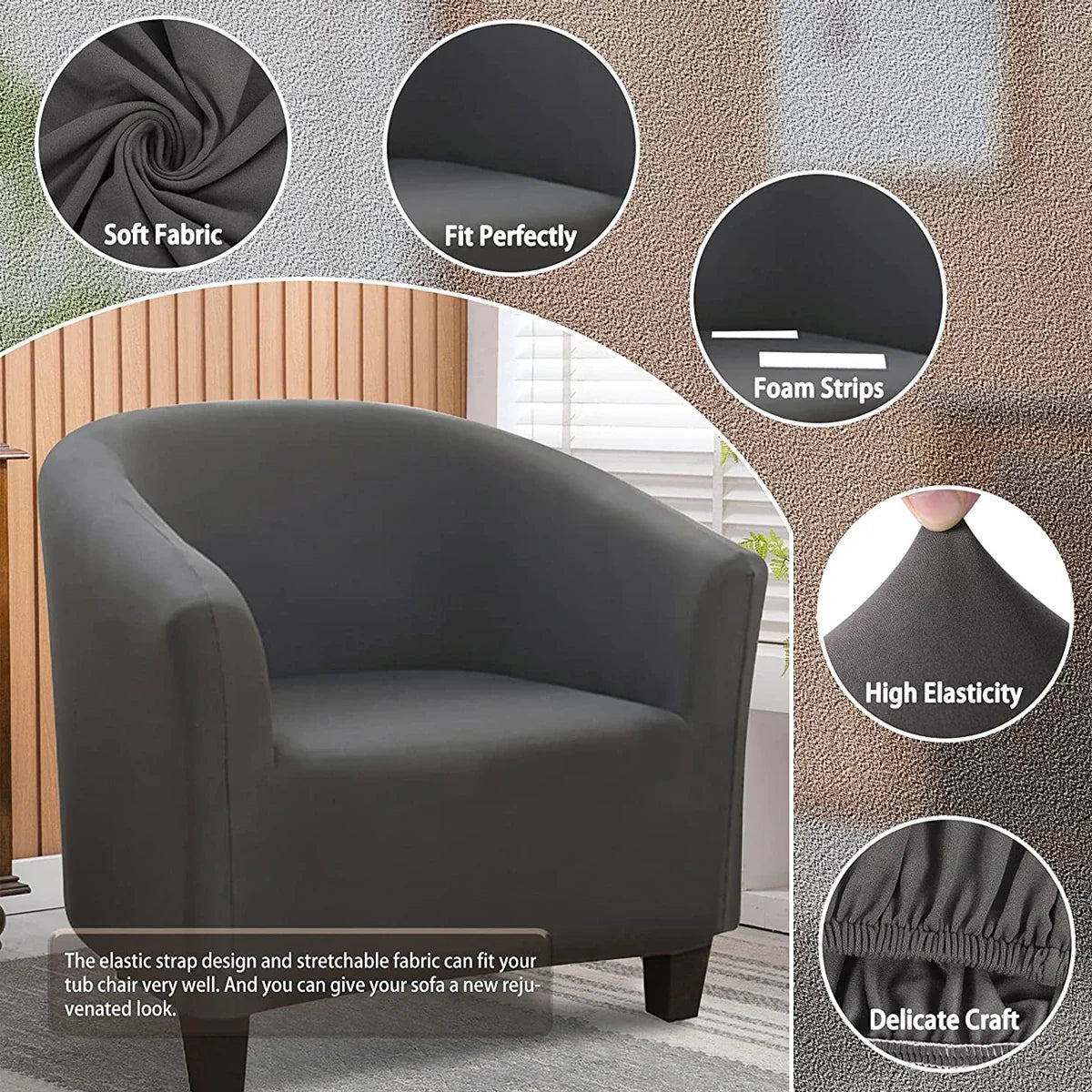 Decor Cedar Monaco Stretch Club Chair Slipcover lifestyle product image for stretch chair cover in United States