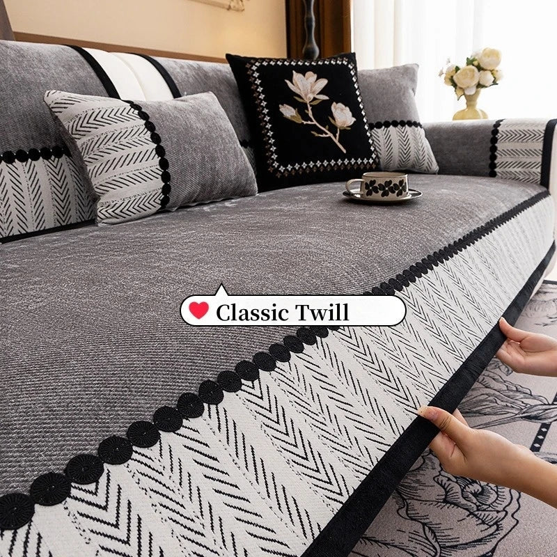 Decor Cedar Marlow Chenille Sofa Seat Cover lifestyle product image for chenille sofa cushion cover in United States - Beige / 70x240cm