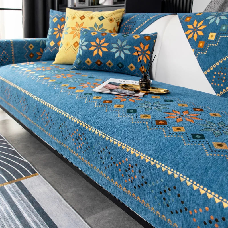 Decor Cedar Nordic Chenille Sofa Cover lifestyle product image for chenille sofa cover in United States - N6 / 110x240cm 1pc