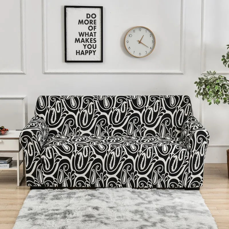 Decor Cedar Celeste Floral Stretch Sofa Cover lifestyle product image for stretch sofa cover in United States - 02 color, 1 size