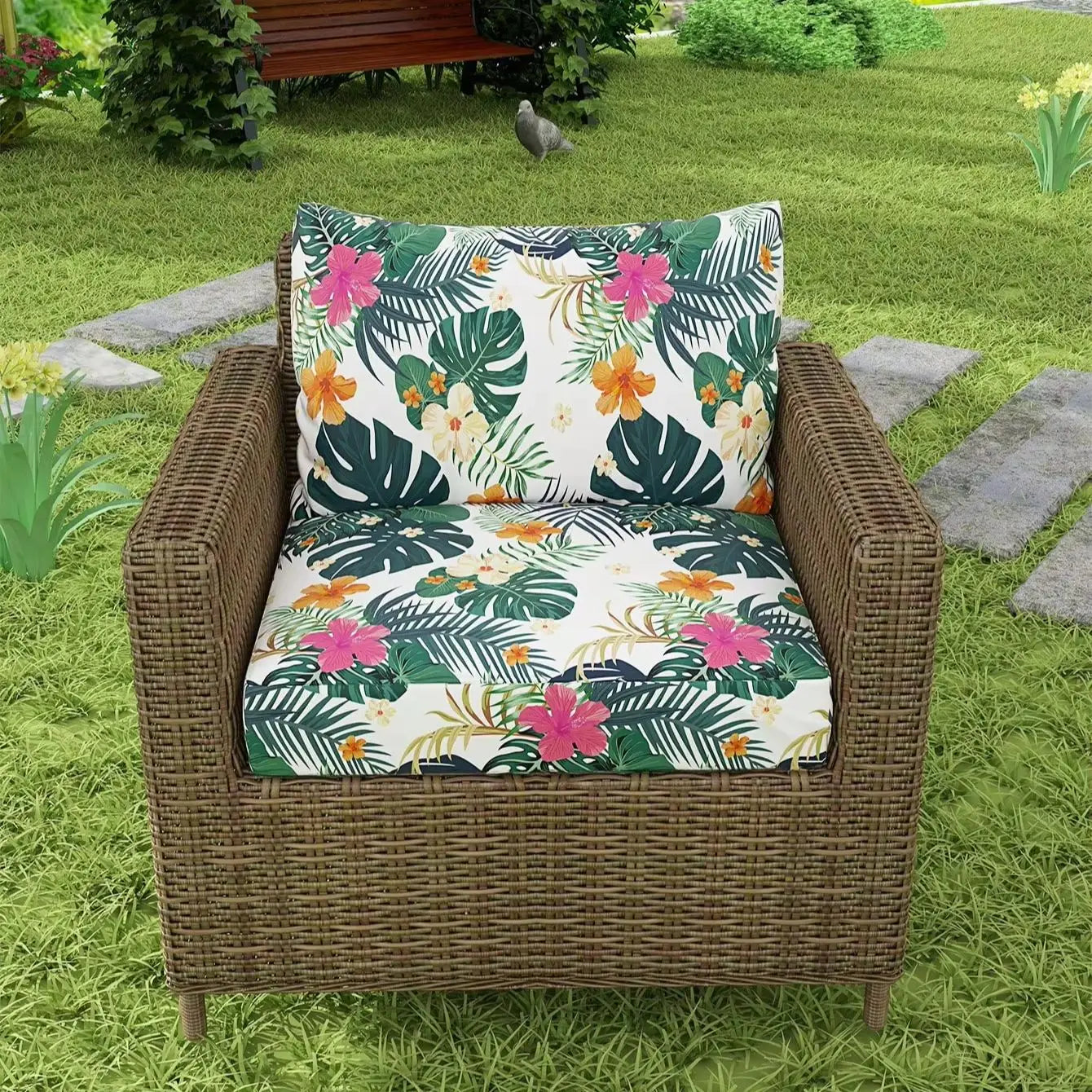Decor Cedar Hibiscus Tropical Sofa Cushion Covers outdoor sofa cover in United States - lifestyle fit detail 4