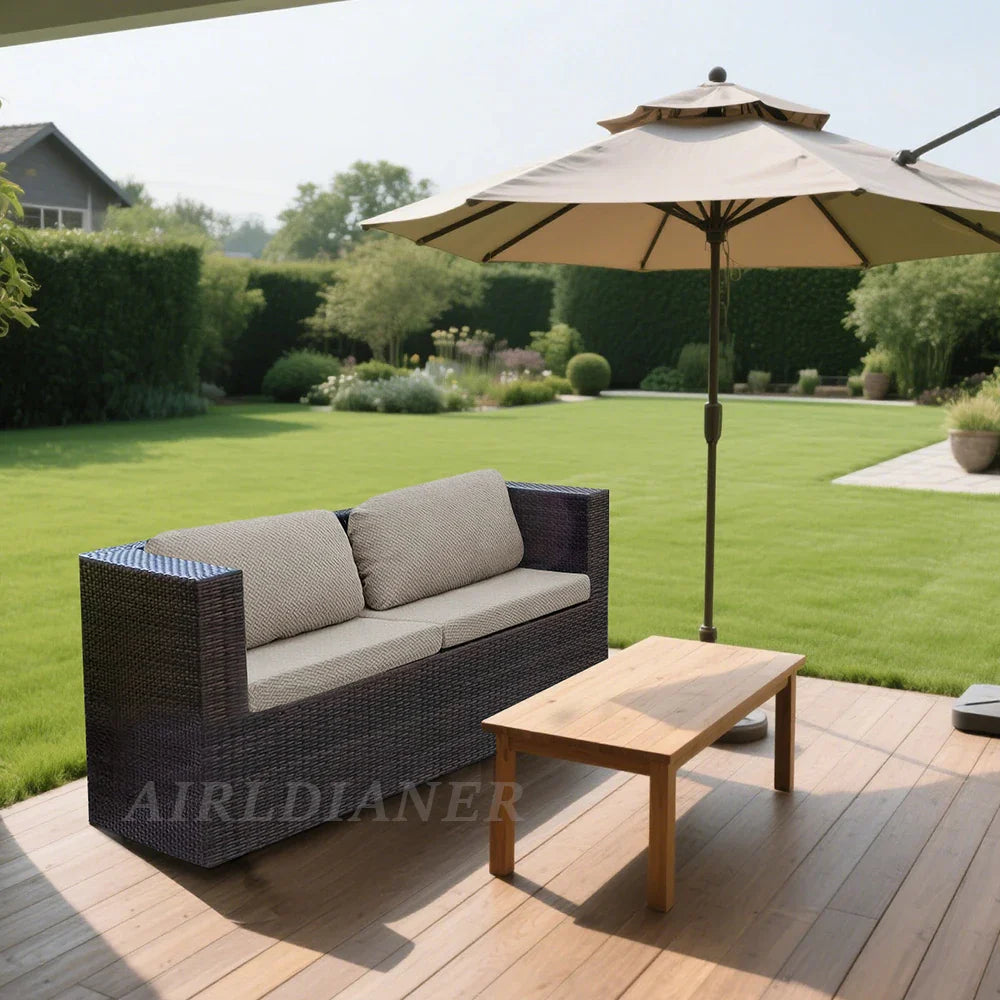 Decor Cedar Terrigal Patio Sofa Seat Cover lifestyle product image for weather resistant sofa cushion cover in United States - Sand / Normal Size (M)-1pc