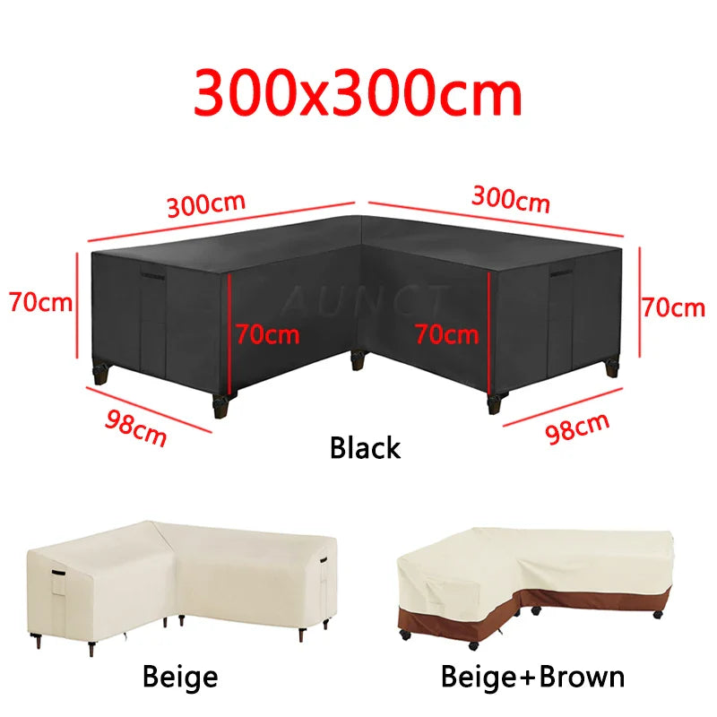 Decor Cedar Portsea L Shape Outdoor Sofa Cover lifestyle product image for water resistant outdoor sofa cover in United States - 155x95x68cm / Beige-Brown