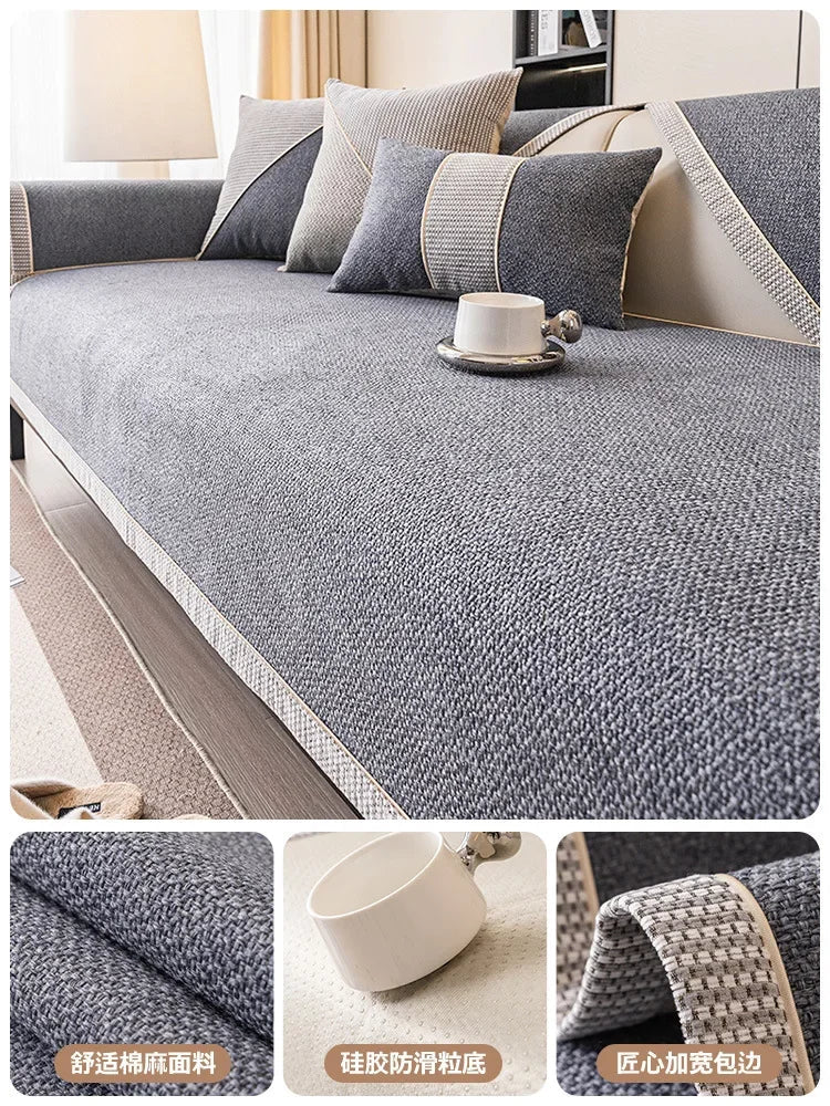 Decor Cedar Haven Linen Look Sofa Cushion Cover lifestyle product image for water resistant sofa cushion cover in United States - F / 110x110cm
