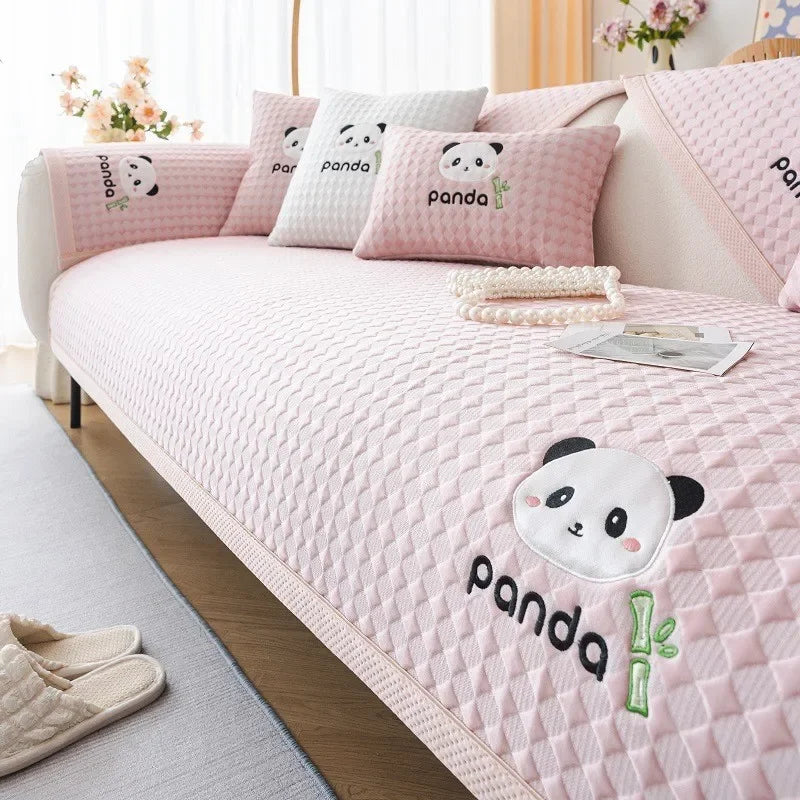 Decor Cedar Juno Ice Silk Sofa Mat lifestyle product image for sofa cushion cover in United States - Pink / pillow cover 30x50cm