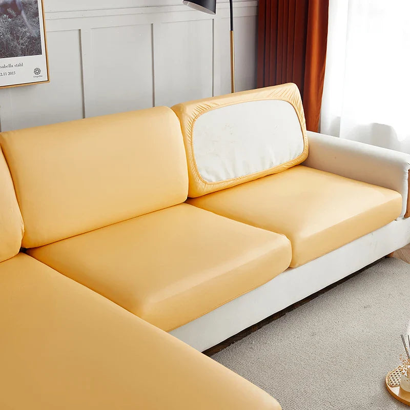 Decor Cedar Nero Water Resistant Leather Cushion Cover lifestyle product image for water resistant sofa cushion cover in United States - 11 color