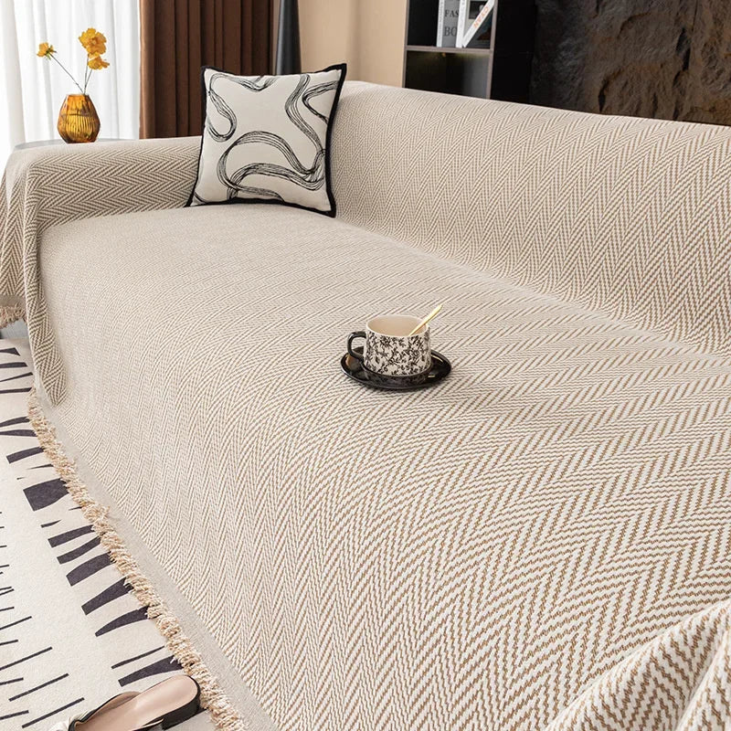 Decor Cedar Bergen Chenille Sofa Throw Cover lifestyle product image for chenille sofa throw cover in United States - A1 Light gray color / 180x200cm XL