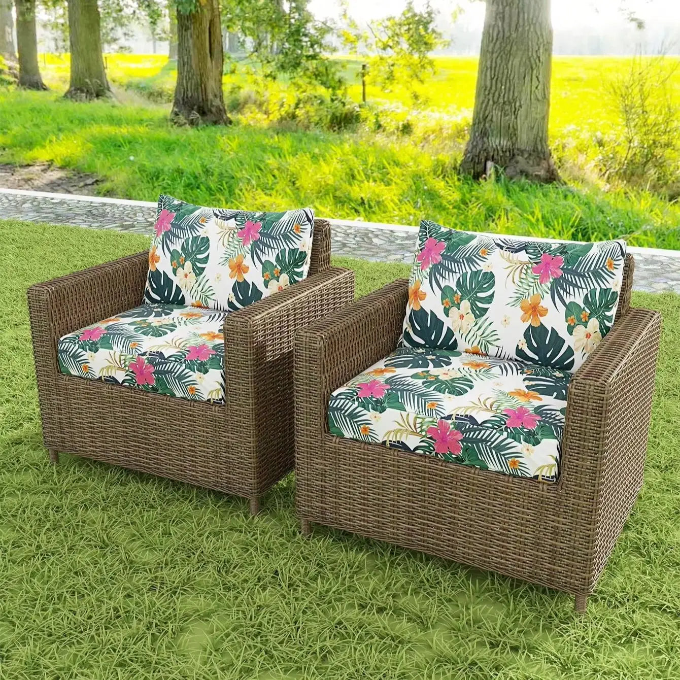 Decor Cedar Hibiscus Tropical Sofa Cushion Covers lifestyle product image for weather resistant sofa cushion cover in United States - COLOR1 / SOFA BACK COVER