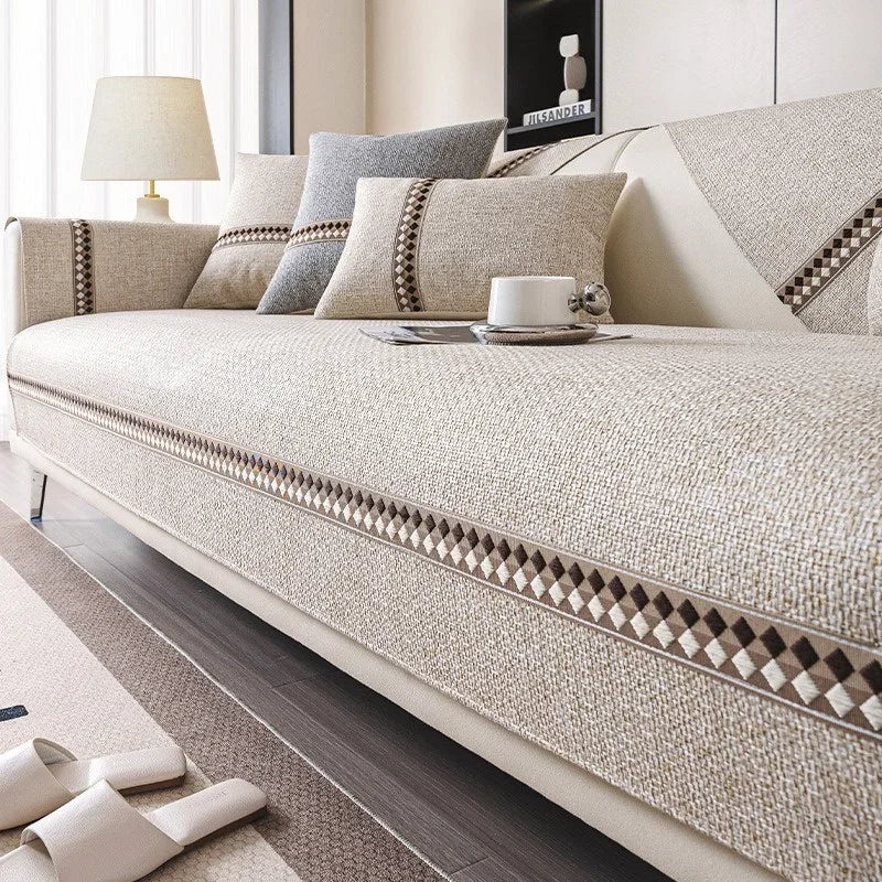 Decor Cedar Haven Thick All Season Sofa Cover lifestyle product image for stretch sofa cover in United States - Couch Mat for Living Rooms color