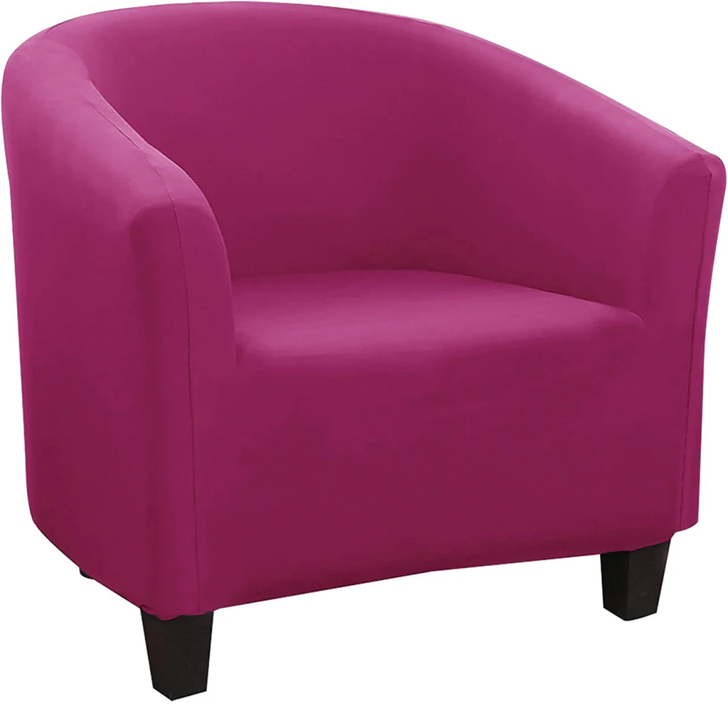 Decor Cedar Monaco Stretch Club Chair Slipcover lifestyle product image for stretch chair cover in United States - Dark Pink