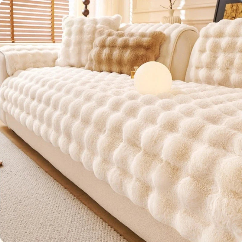 Decor Cedar Aurelia Faux Fur Sofa Seat Cover plush sofa seat cover in United States - color and texture view 2