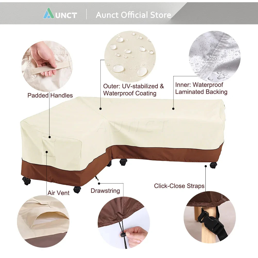 Decor Cedar Portsea L Shape Outdoor Sofa Cover lifestyle product image for water resistant outdoor sofa cover in United States - 300x300cm / Beige