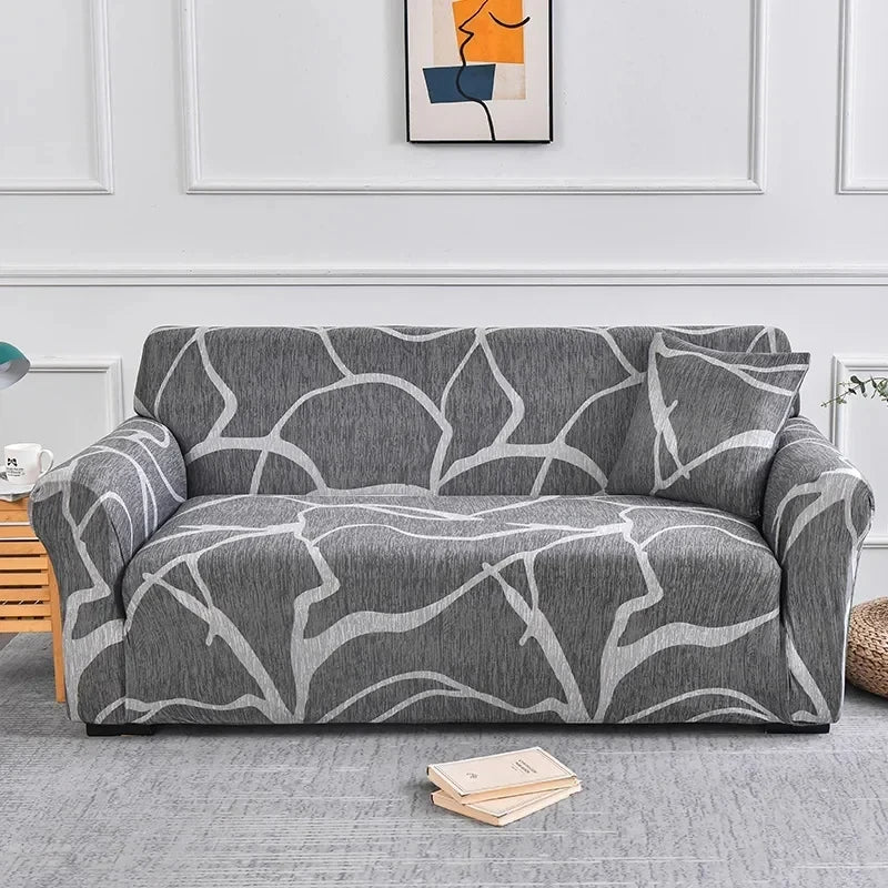 Decor Cedar Celeste Floral Stretch Sofa Cover lifestyle product image for stretch sofa cover in United States - 16 color, 1 size