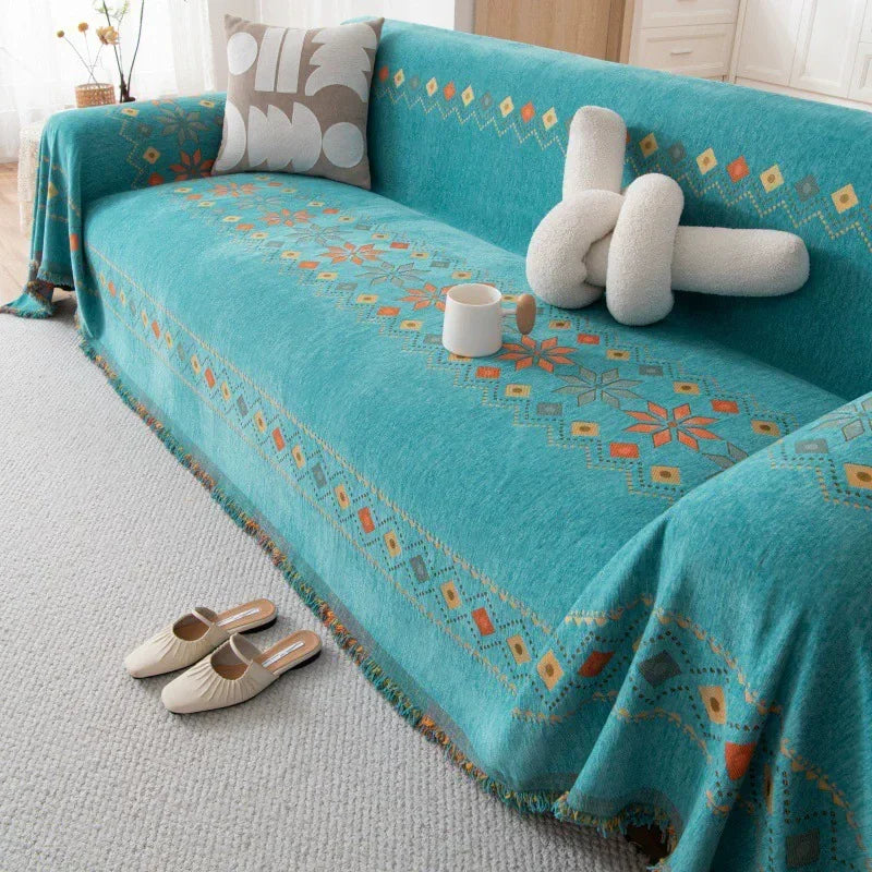 Decor Cedar Capri Water Resistant Chenille Sofa Cover lifestyle product image for water resistant sofa cover in United States - B / 180X360CM