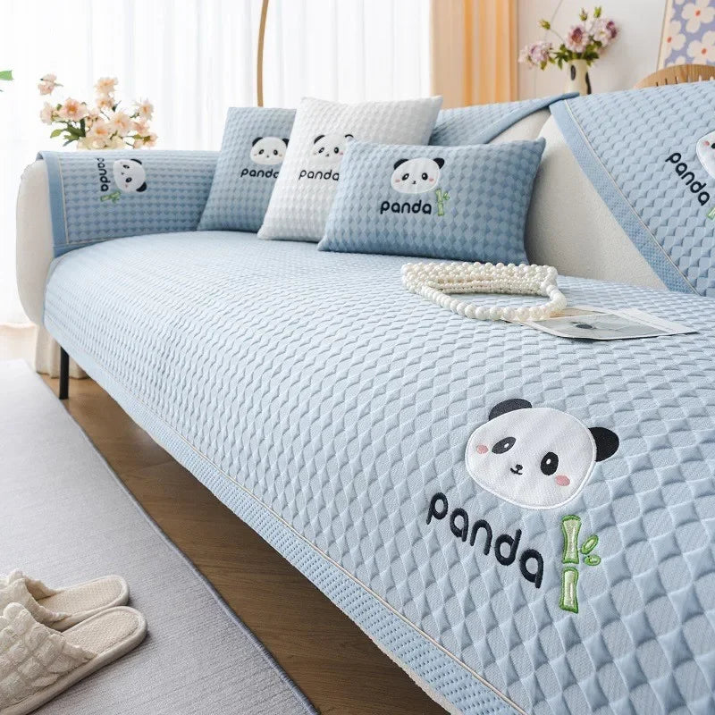 Decor Cedar Juno Ice Silk Sofa Mat lifestyle product image for sofa cushion cover in United States - Dark blue / 1seat 90x90cm-1pcs