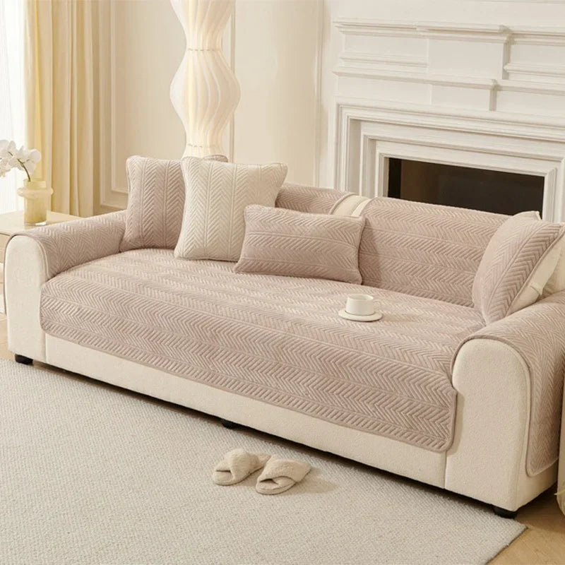 Decor Cedar Umbria Velvet Geometric Sofa Cover lifestyle product image for stretch sofa cover in United States - A4 Dark gray / E 90x70cm 1pc