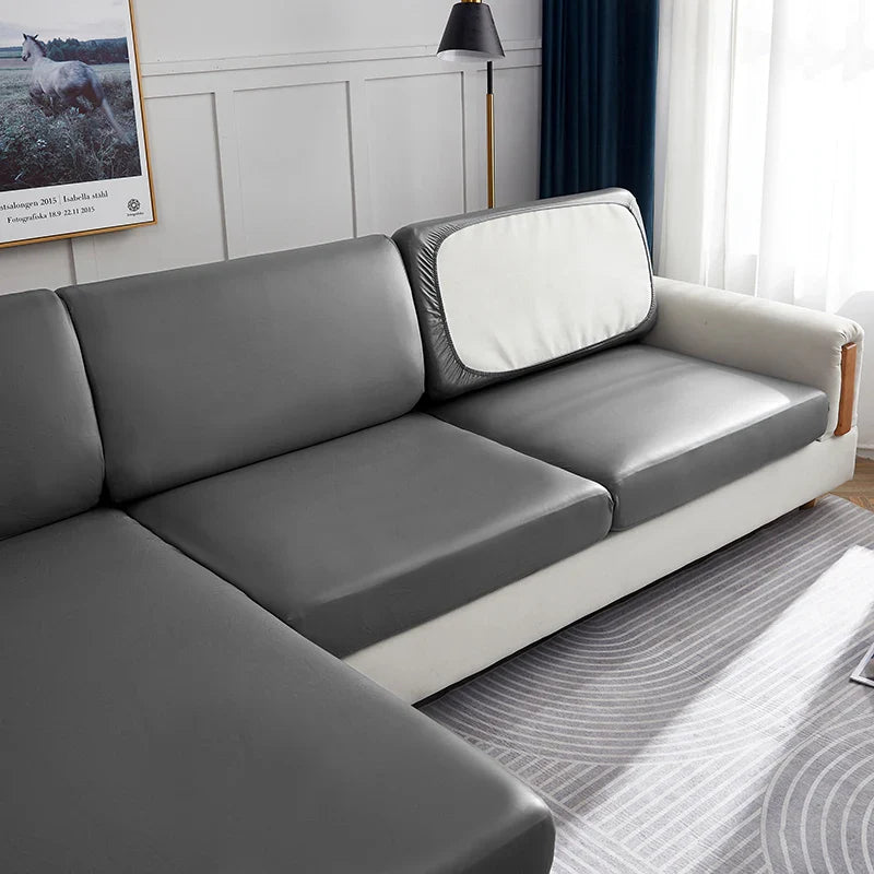Decor Cedar Nero Water Resistant Leather Cushion Cover lifestyle product image for water resistant sofa cushion cover in United States - 10 color