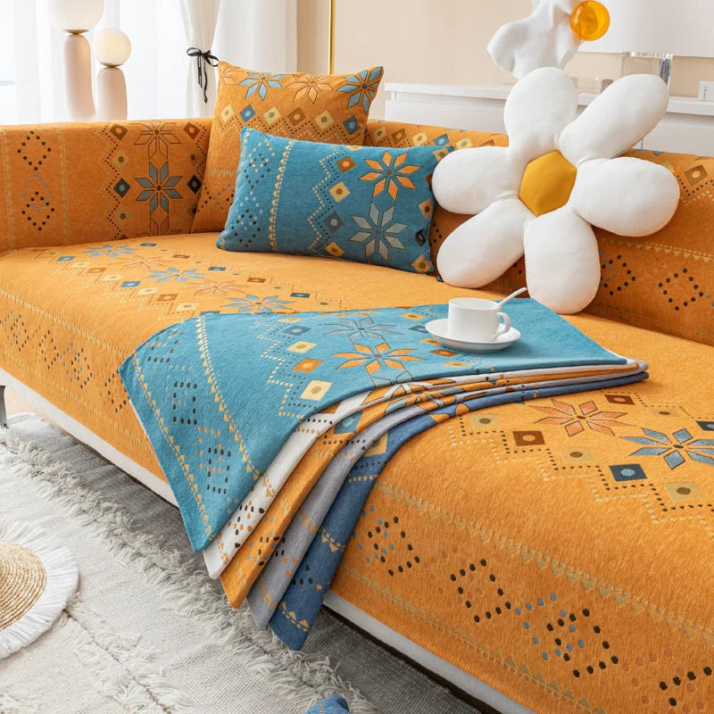 Decor Cedar Nordic Chenille Sofa Cover lifestyle product image for chenille sofa cover in United States - N1 / 90x240cm 1pc