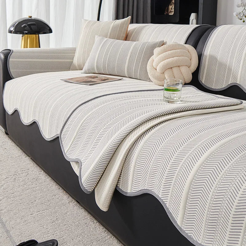 Decor Cedar Breeze Summer Cool Sofa Cover lifestyle product image for stretch sofa cover in United States