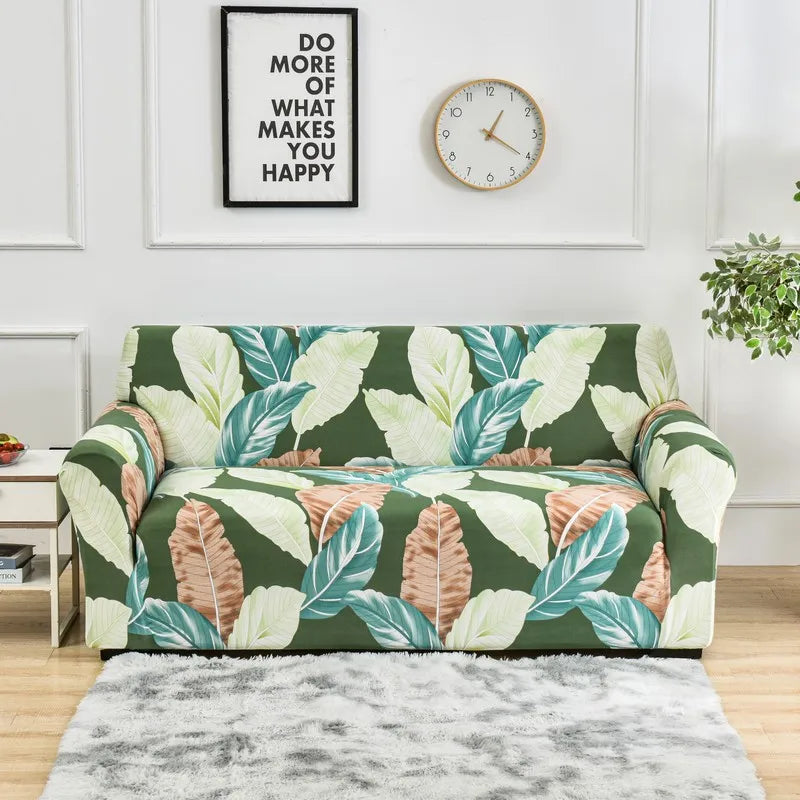 Decor Cedar Celeste Floral Stretch Sofa Cover lifestyle product image for stretch sofa cover in United States - 02 color, 1 size