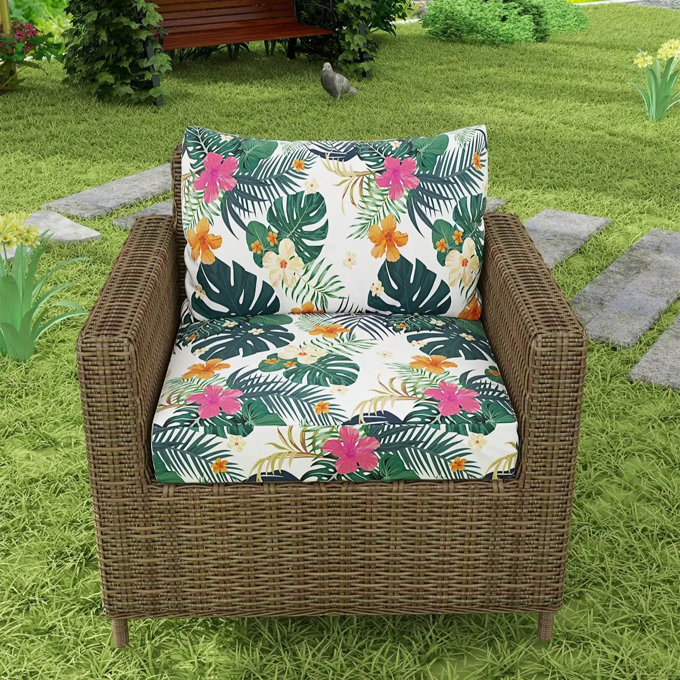 Decor Cedar Hibiscus Tropical Sofa Cushion Covers outdoor sofa cover in United States - color and texture view 2
