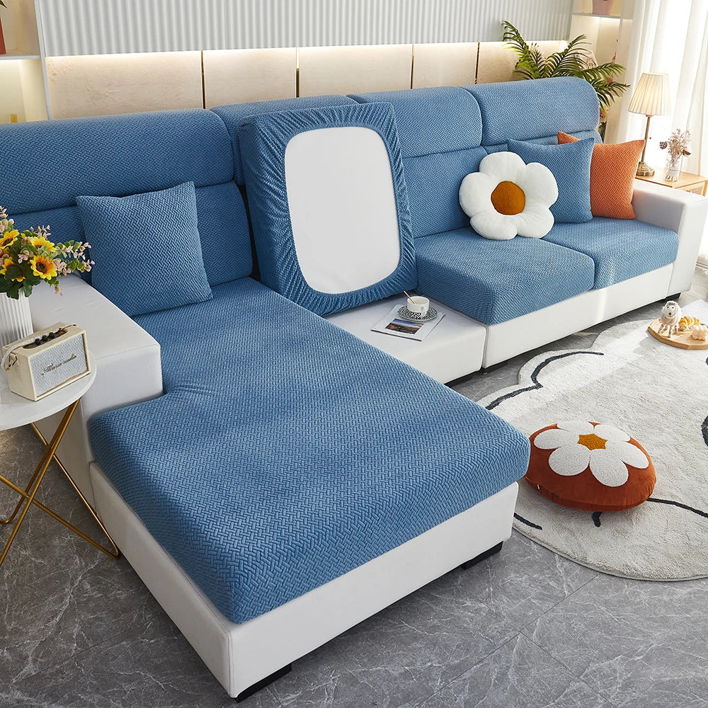 Decor Cedar Milan Twill Stretch Sofa Slipcover lifestyle product image for jacquard sofa slipcover in United States - 09 color, 1 size