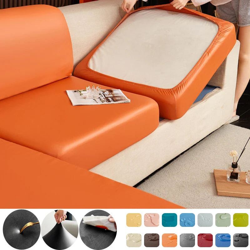 Decor Cedar Nero Water Resistant Leather Cushion Cover lifestyle product image for water resistant sofa cushion cover in United States - 11 color