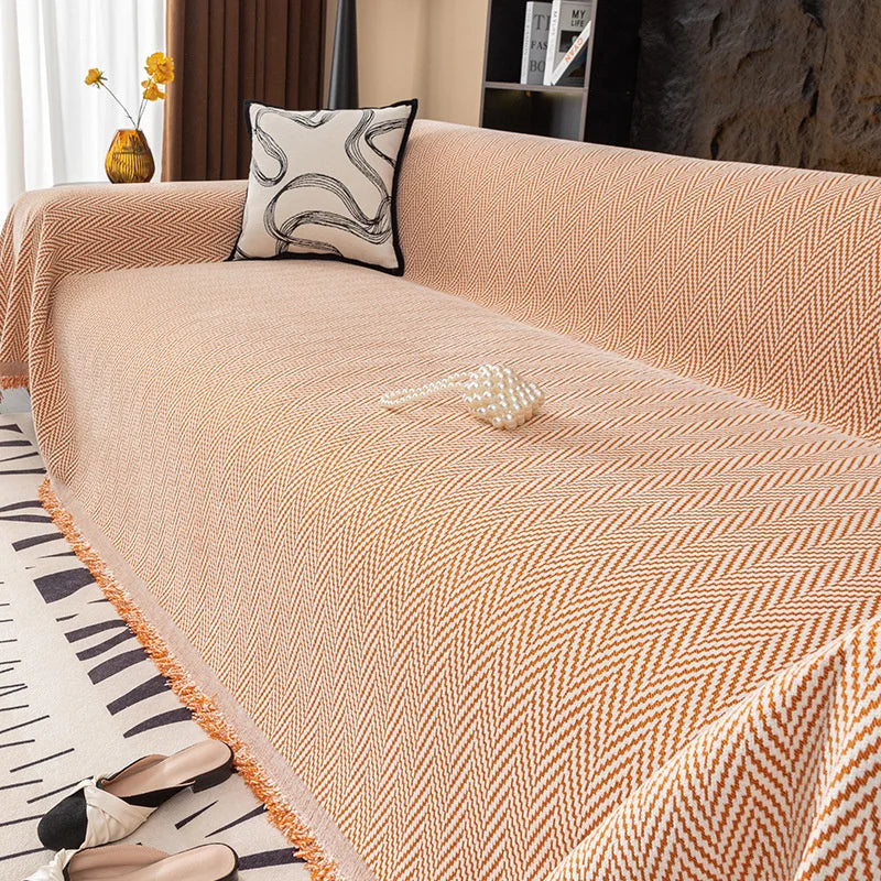Decor Cedar Bergen Chenille Sofa Throw Cover lifestyle product image for chenille sofa throw cover in United States - A1 Light gray color / 180x300cm 5XL