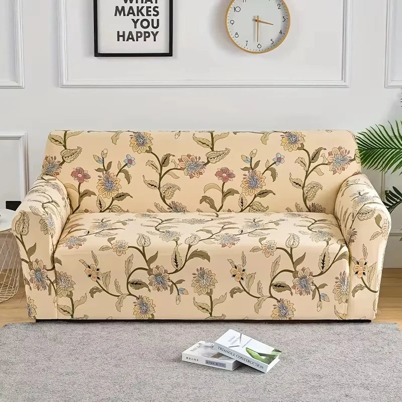 Decor Cedar Celeste Floral Stretch Sofa Cover lifestyle product image for stretch sofa cover in United States - 11 color, 1 size