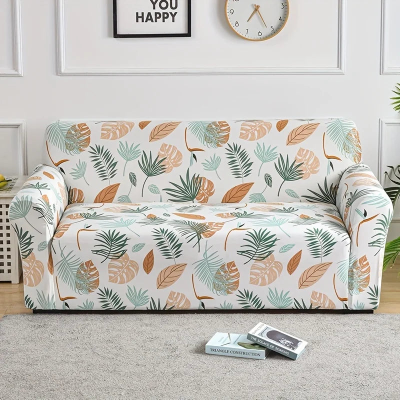 Decor Cedar Celeste Floral Stretch Sofa Cover lifestyle product image for stretch sofa cover in United States - 01 color, 1 size