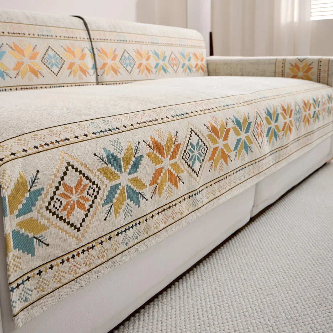 Decor Cedar Sorrento Jacquard Chenille Sofa Cover detail product image for chenille sofa cover in United States - Green / 90x160cm